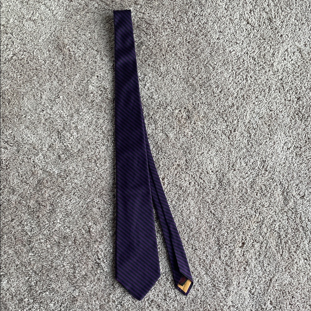 Classic Navy and Black Striped Tie - Picture 5 of 12